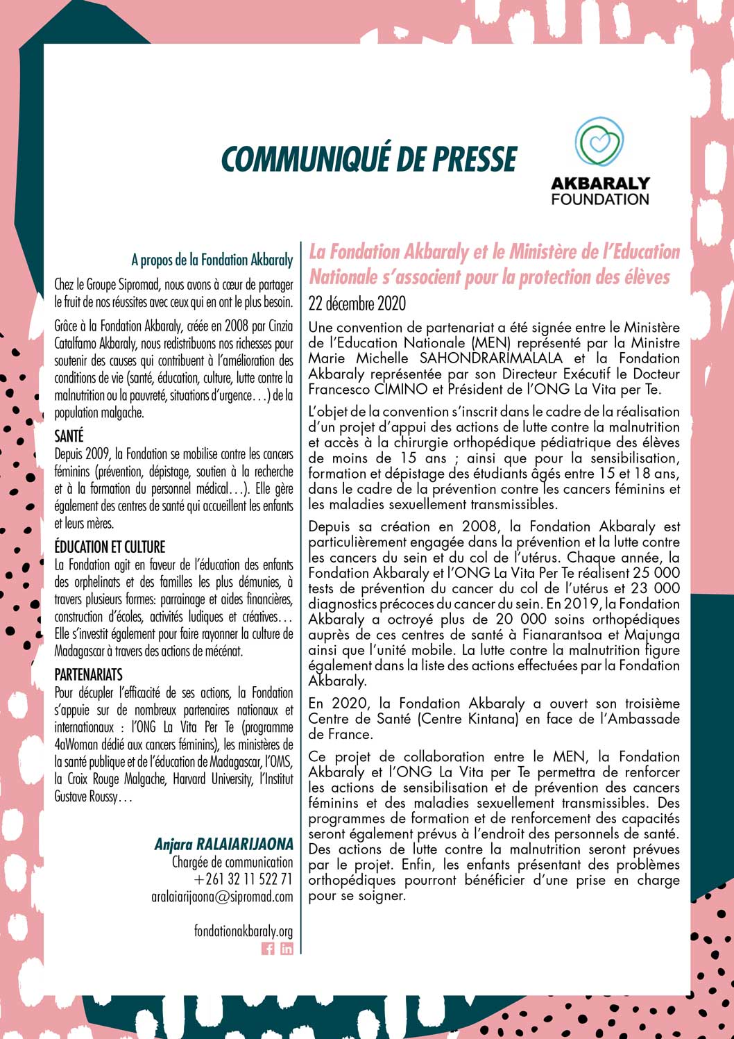 Communiqué de presse - Partenariat FA-MEN